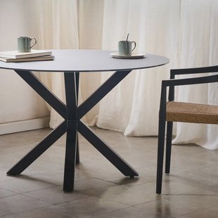 Kave Home Ronde Eettafel 'Argo' Glas, 120cm, kleur Zwart