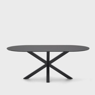 Kave Home Ovale Eettafel 'Argo' Glas, 200 x 100cm, kleur Zwart