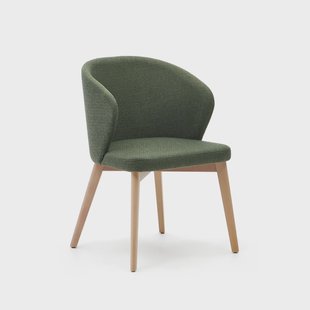 Kave Home Eetkamerstoel 'Darice' Naturel onderstel, kleur Groen