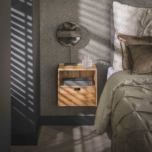LifestyleFurn Zwevend Nachtkastje 'Calan' Acaciahout, Set van 2 stuks