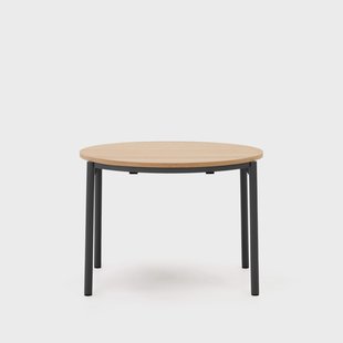 Kave Home Uitschuifbare Ronde Eettafel 'Montuiri' 90-170 x 90cm, kleur Naturel/Zwart