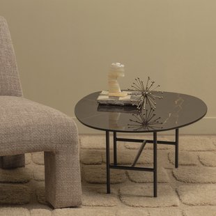 WOOOD Salontafel 'Vajen' Marmerlook, 70 x 70cm, kleur Zwart