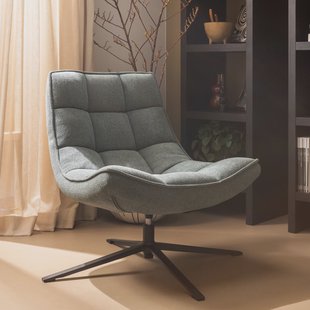 WOOOD Draaifauteuil 'Maudi' Geweven, kleur Blue Stone