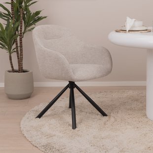 WOOOD Eetkamerstoel 'Grant-Jaki' Chenille, kleur Zand