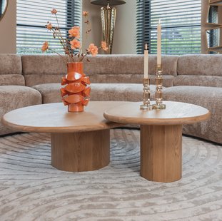 Richmond Organische Salontafel 'Oakley' Eikenhout, Set van 2 stuks
