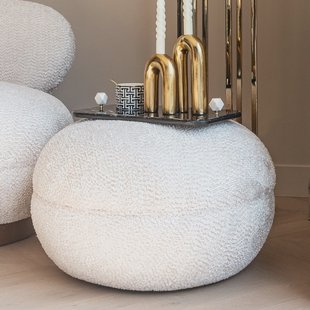 Richmond Poef 'Jace' Chenille, kleur Crème