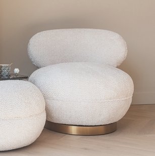 Richmond Draaifauteuil 'Jace' Chenille, kleur Crème