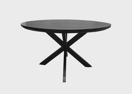 Livingfurn Ronde Eettafel 'Jesper' Mangohout, 130cm, kleur Zwart