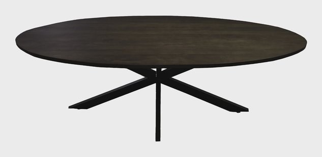 Livingfurn Ovale Eettafel 'Jesper' Mangohout, 240 x 110cm, kleur Bruin