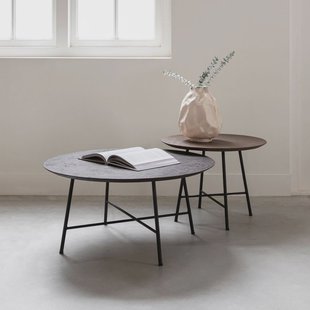 DTP Home Salontafel 'Delta' Betonlook, Set van 2 stuks, kleur Bruin/Zwart