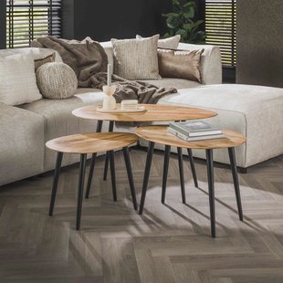 LifestyleFurn Organische Salontafel 'Lyda' Acacia, Set van 3 stuks