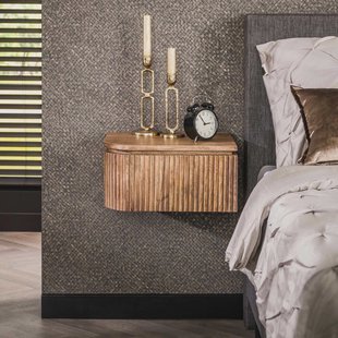 LifestyleFurn Zwevend Nachtkastje 'Sharmila' Mangohout, Set van 2 stuks