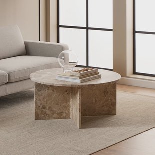 Bendt Ronde Salontafel 'Shaunika' Marmer, 90cm, kleur Beige