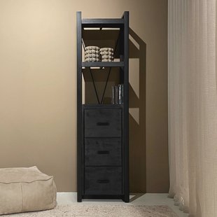 Livingfurn Boekenkast 'Norris' Mangohout en staal, 200 x 55cm