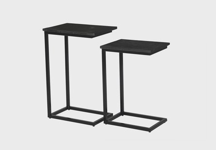 Livingfurn Laptoptafel 'Norris' Mangohout en staal, Set van 2 stuks