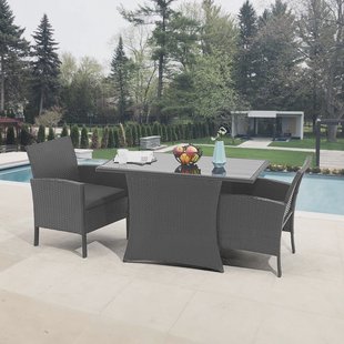 Artistiq Loungeset 'Telecia' Tafel + 2 stoelen, kleur zwart