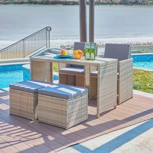 Artistiq Loungeset 'Shareema' Tafel + 2 stoelen + 2 krukken, Polyrotan