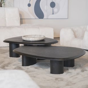 Eleonora Organische Salontafel 'Walter' Eiken, 96 x 78cm, kleur Zwart (per stuk)