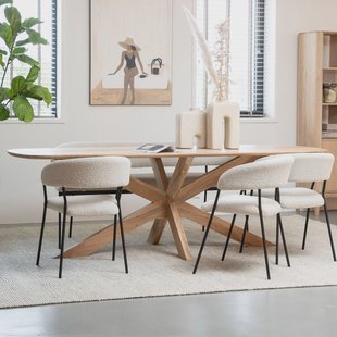 Eleonora Eettafel 'Nikki' Acaciahout, 280 x 100cm, kleur Naturel