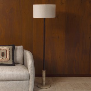 Dutchbone Vloerlamp 'Jackson' Travertin en hout, 157cm hoog