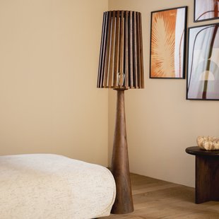 By-Boo Vloerlamp 'Guard' Mangohout, 162cm hoog, kleur Bruin