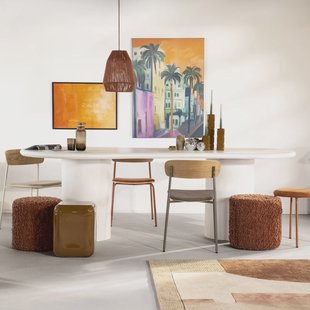 By-Boo Organische Eettafel 'Seki' 250 x 110cm, kleur Wit