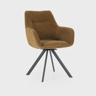 By-Boo Draaibare Eetkamerstoel 'Bliss' Met armleuning, kleur Mosterdgeel