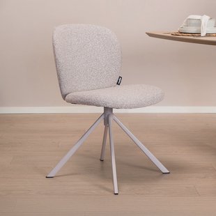 WOOOD Draaibare Eetkamerstoel 'Femke' Bouclé, kleur Naturel