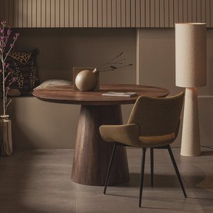 WOOOD Ronde Eettafel 'Limit' Mangohout, 130cm, kleur walnoot