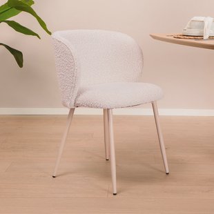 Light & Living Eetkamerstoel 'Elyna' Bouclé, kleur Crème