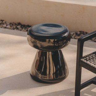 Kave Home Ronde Bijzettafel 'Manya' Keramiek, 38cm, kleur Zwart