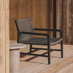 Kave Home Fauteuil 'Sabolla' Teakhout en wicker, kleur Zwart