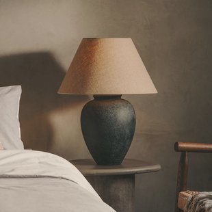 Kave Home Tafellamp 'Mercadal' Keramiek en linnen