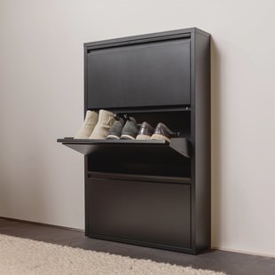 WOOOD Schoenenkast 'Sabine' 3-laags, 103 x 66cm, kleur Zwart