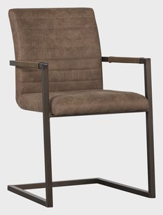 WOOOD Eetkamerstoel 'Bas' Lederlook, kleur Taupe