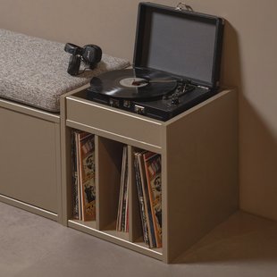 WOOOD Platenkast 'Turner' 44 x 44cm, kleur Mud