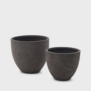 Kave Home Plantenpot 'Serili' Set van 2 stuks, kleur Donkergrijs