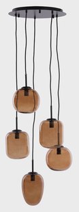 Light & Living Hanglamp 'Mezza' Glas, 5-lamps, kleur Bruin