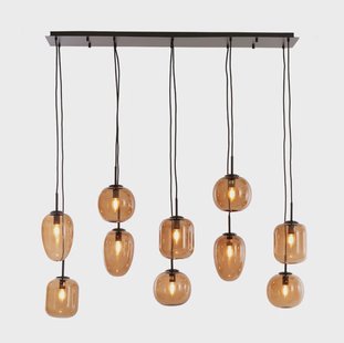 Light & Living Hanglamp 'Mezza' Glas, 10-lamps, kleur Bruin