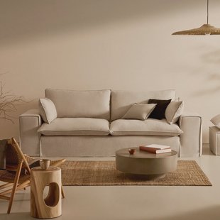 Kave Home 3-zits Bank 'Anarela' Linnen, kleur Beige