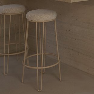 Light & Living Barkruk 'Alice' Bouclé, kleur Crème (zithoogte 73cm)