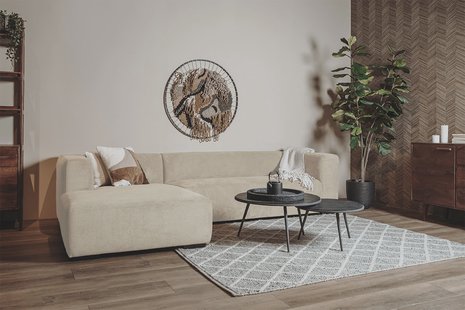 Sohome 2,5-zits Loungebank 'Moiré' Links, kleur Crème