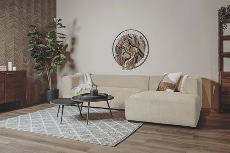 Sohome 2,5-zits Loungebank 'Moiré' Rechts, kleur Crème