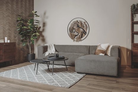 Sohome 2,5-zits Loungebank 'Moiré' Rechts, kleur Grijs