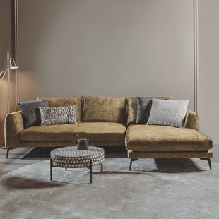 Tower Living 2,5-zits Loungebank 'Nottingham' Velvet, Rechts, kleur Mosterdgeel