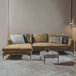 Tower Living 2,5-zits Loungebank 'Nottingham' Velvet, Links, kleur Mosterdgeel