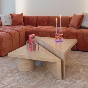 Richmond Salontafel 'Fictus' Set van 2 stuks, Travertin look