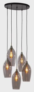 Light & Living Hanglamp 'Lukaro' 5-lamps, kleur Smoke/Antiek Brons