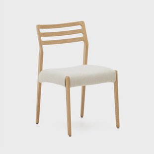Kave Home Eetkamerstoel 'Cudia' Eikenhout en chenille, kleur Naturel