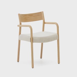 Kave Home Eetkamerstoel 'Falconera' Eikenhout en chenille, kleur Naturel